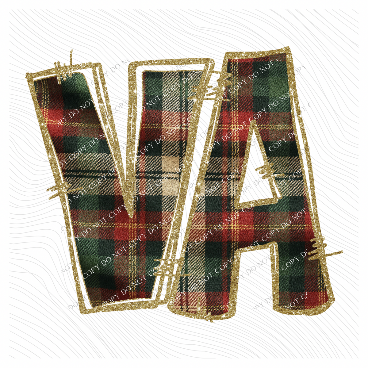 Virginia Glitter & Plaid Digital Download, PNG