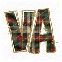 Virginia Glitter & Plaid Digital Download, PNG