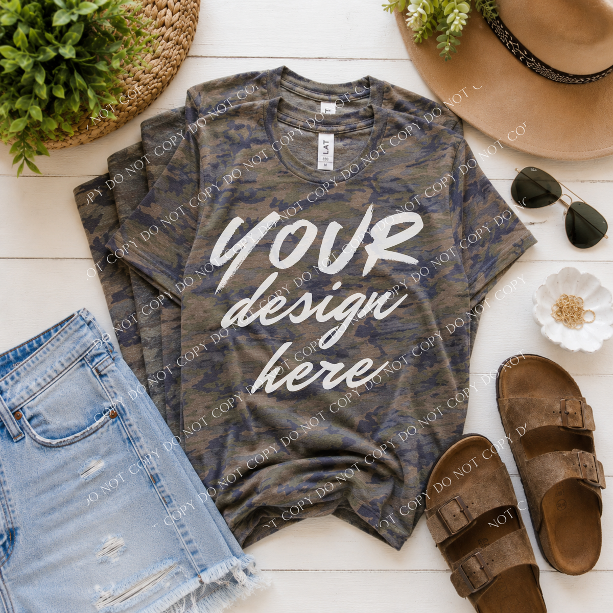 Camo Blank Mockup, LAT 6901 Vintage Camo