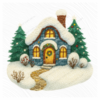 Christmas House Knitted Digital Download, PNG