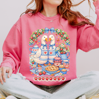 Strawberry Gingham Goose Distressed Digital Design, PNG