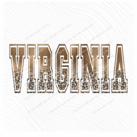 Virginia Ombre Gold Foil and Leopard Varsity Digital Design, PNG