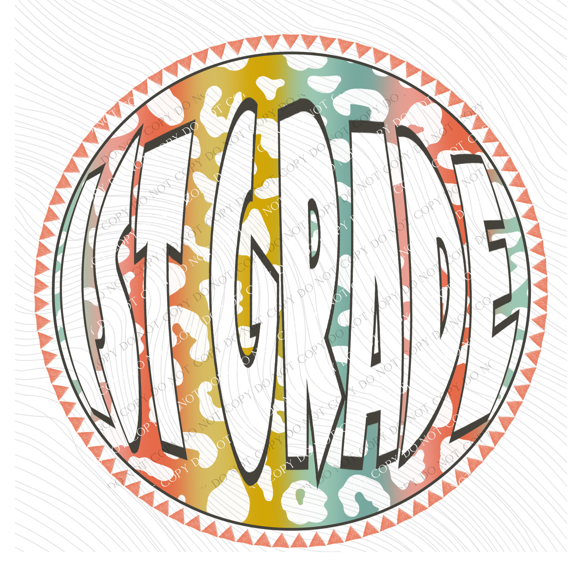 1st Grade Groovy Leopard Translucent Cutout in Multi Colors Digital Design, PNG