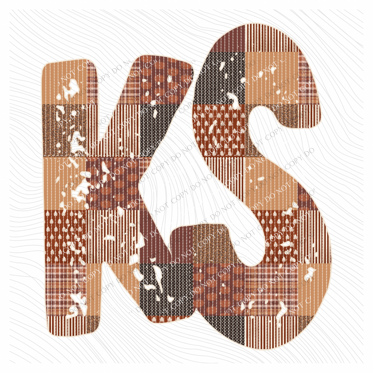 Kansas KS Autumn Pumpkins Quilted Distressed Digital Design in Browns, PNG