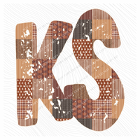 Kansas KS Autumn Pumpkins Quilted Distressed Digital Design in Browns, PNG
