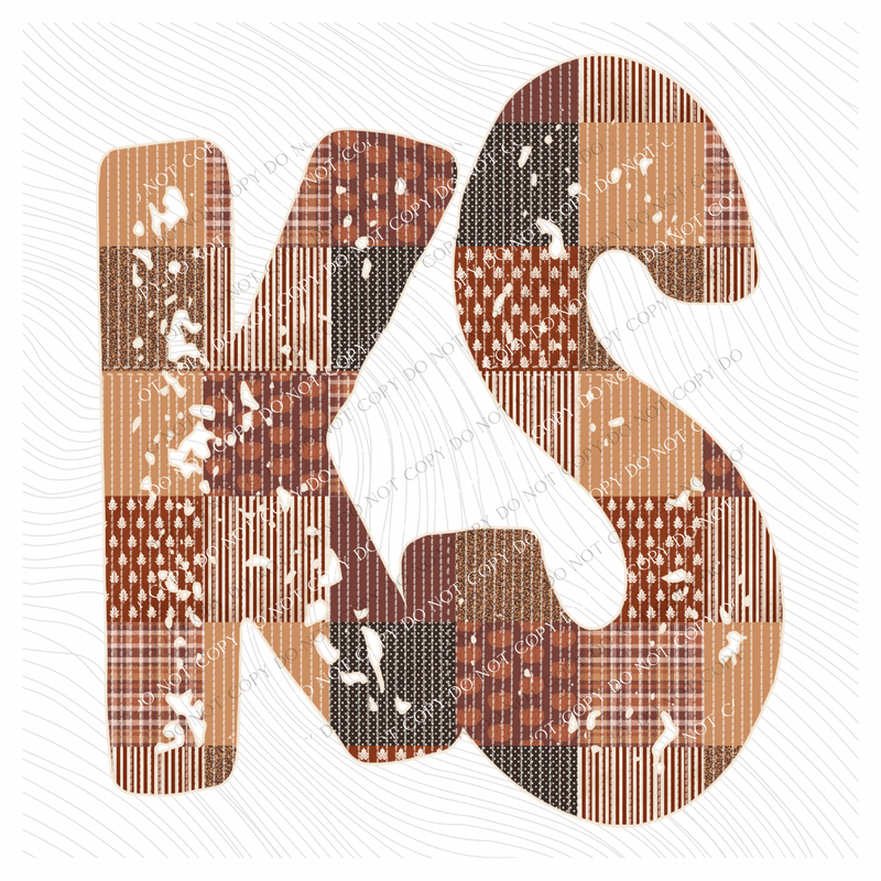 Kansas KS Autumn Pumpkins Quilted Distressed Digital Design in Browns, PNG