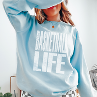 Basketball Life Super Faded Distressed White Digital Design, PNG
