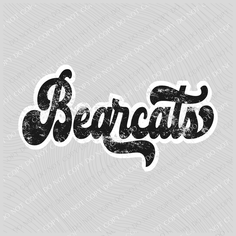 Bearcats Vintage Black & White Retro Shadow Distressed Digital Download, PNG