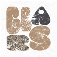 Bears Retro Distressed Leopard print in tones of Tans & Faded Black Digital Design, PNG