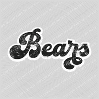 Bears Vintage Black & White Retro Shadow Distressed Digital Download, PNG