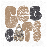Bobcats Chubby Retro Distressed Leopard print in tones of Tans & Faded Black Digital Design, PNG