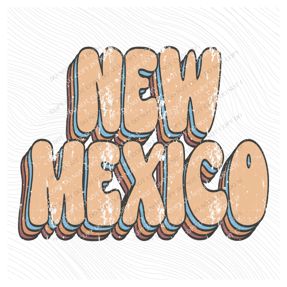 New Mexico Groovy Stacked Distressed in Boho Neutrals Digital Design, PNG