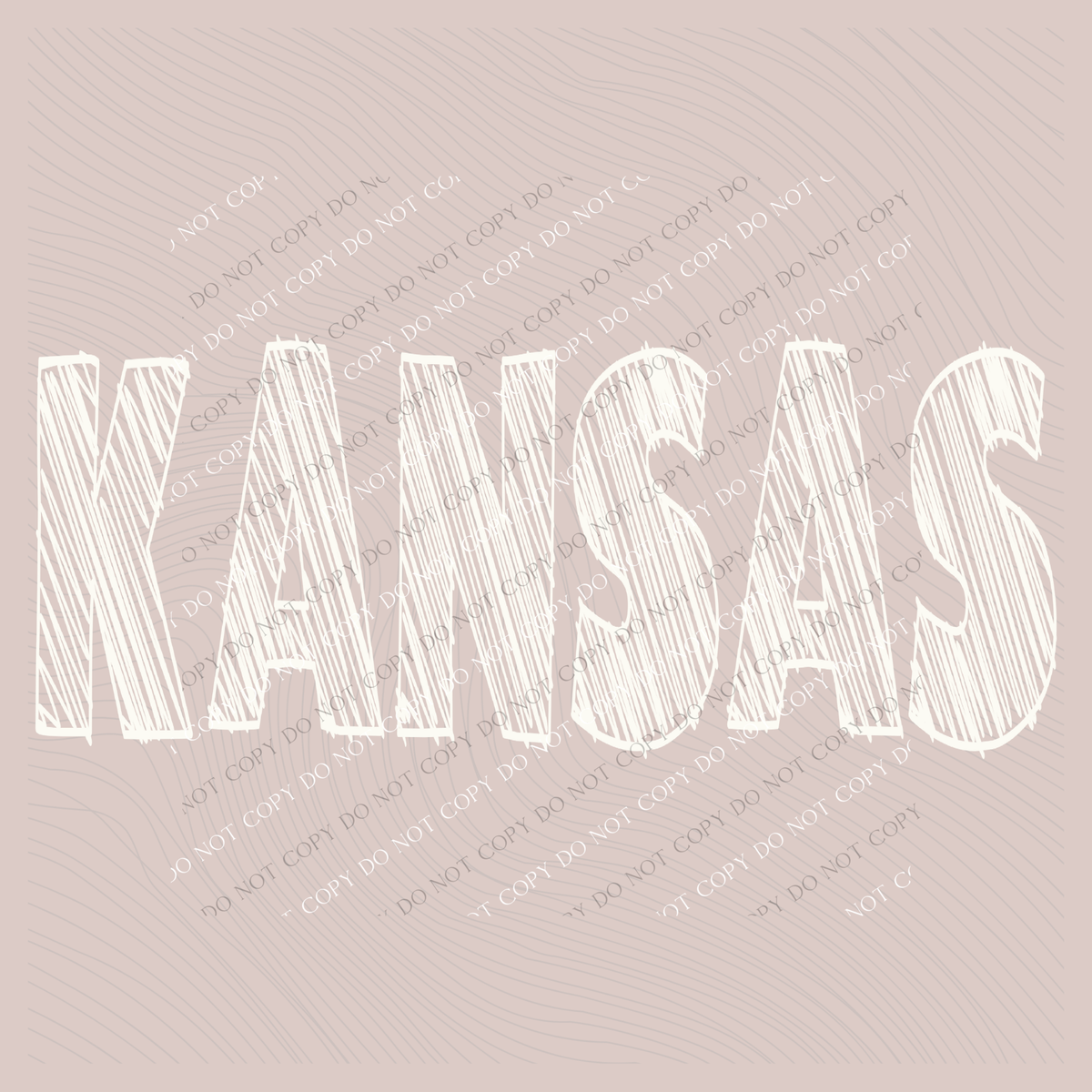 Kansas Scribble in Cream White Digital Design, PNG