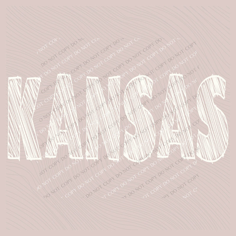 Kansas Scribble in Cream White Digital Design, PNG