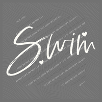 Swim Sketched Script Hearts in Off-white Digital Design, PNG