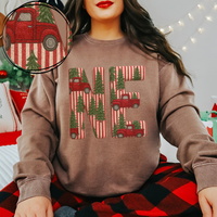 NE Nebraska Striped Christmas Red Truck 3D Texture Fabric Style Digital Download, PNG