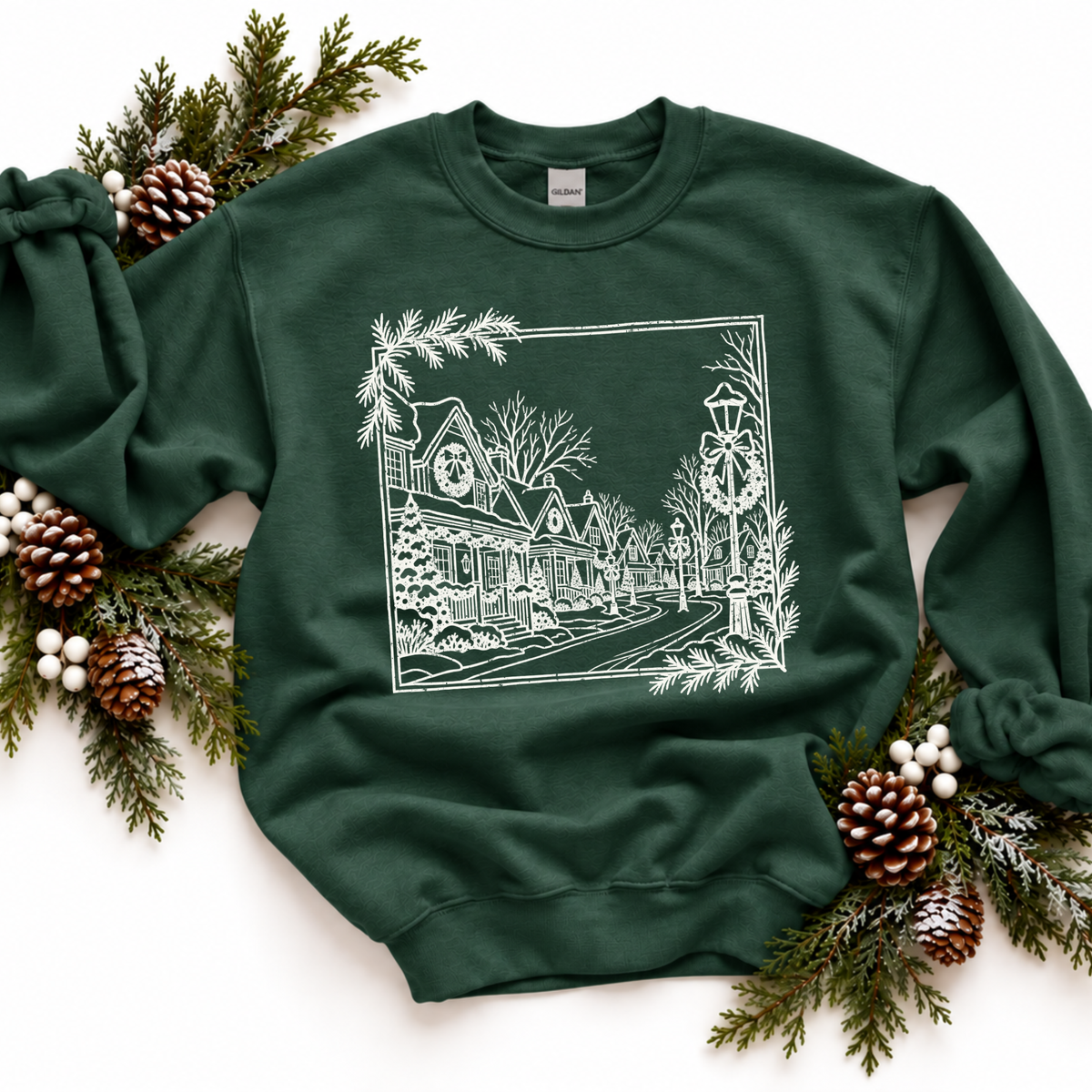 Christmas Village Silhouette Digital Design, PNG