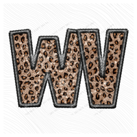 WV West Virginia Embroidery Leopard Sequin with separate Home Sweet Home Script in Black,  Digital Design, PNG