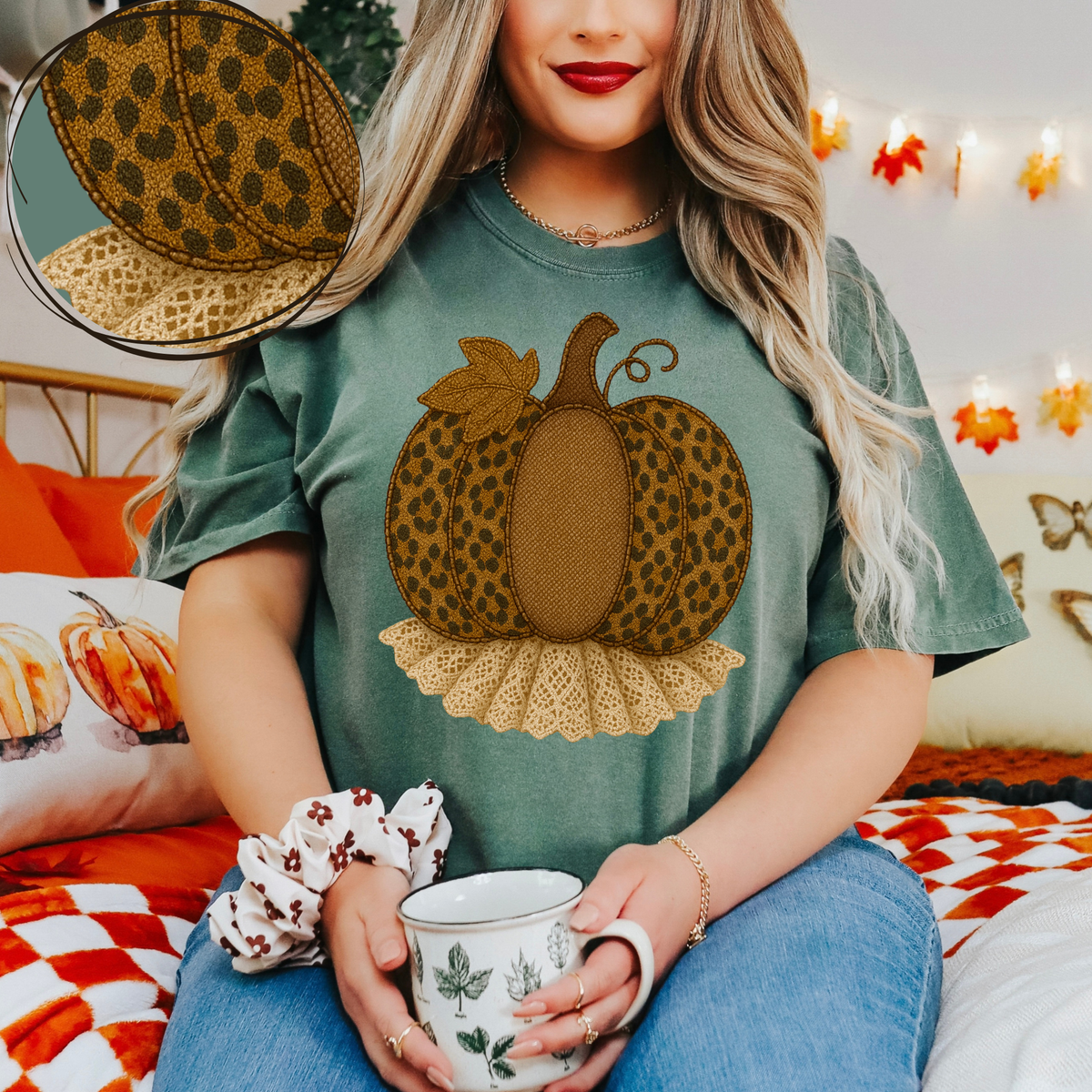 Pumpkin Leopard & Lace Digital Design, PNG