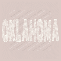 Oklahoma Scribble in Cream White Digital Design, PNG