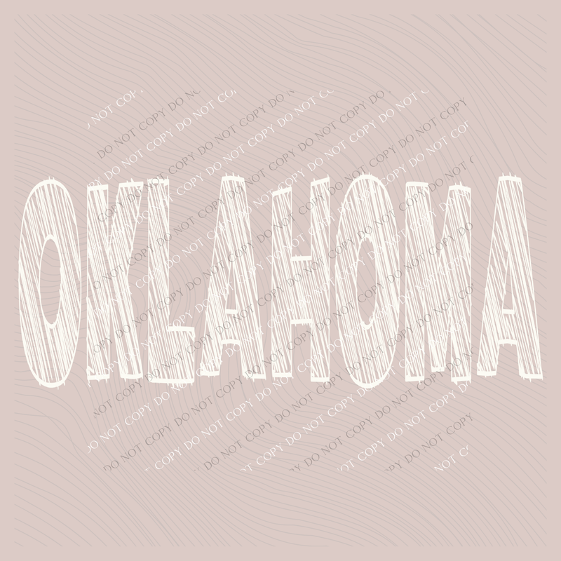 Oklahoma Scribble in Cream White Digital Design, PNG