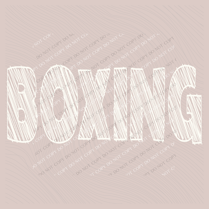 Boxing Scribble in Cream White Digital Design, PNG