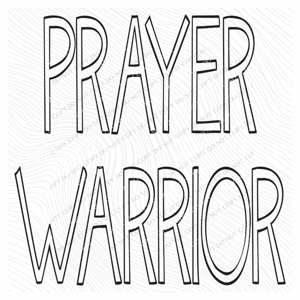 Prayer Warrior Simple Outline in Black Digital Design, PNG