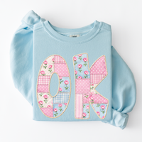 OK Oklahoma Quilted Dainty Floral Digital Design, PNG