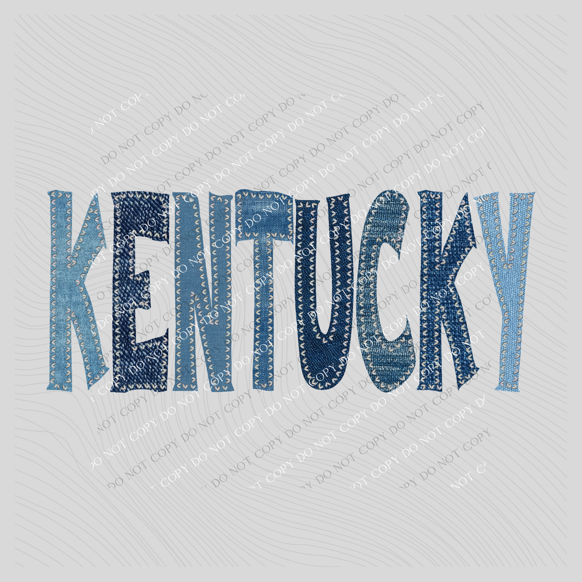 Kentucky Denim Patch Stitched Digital Design, PNG