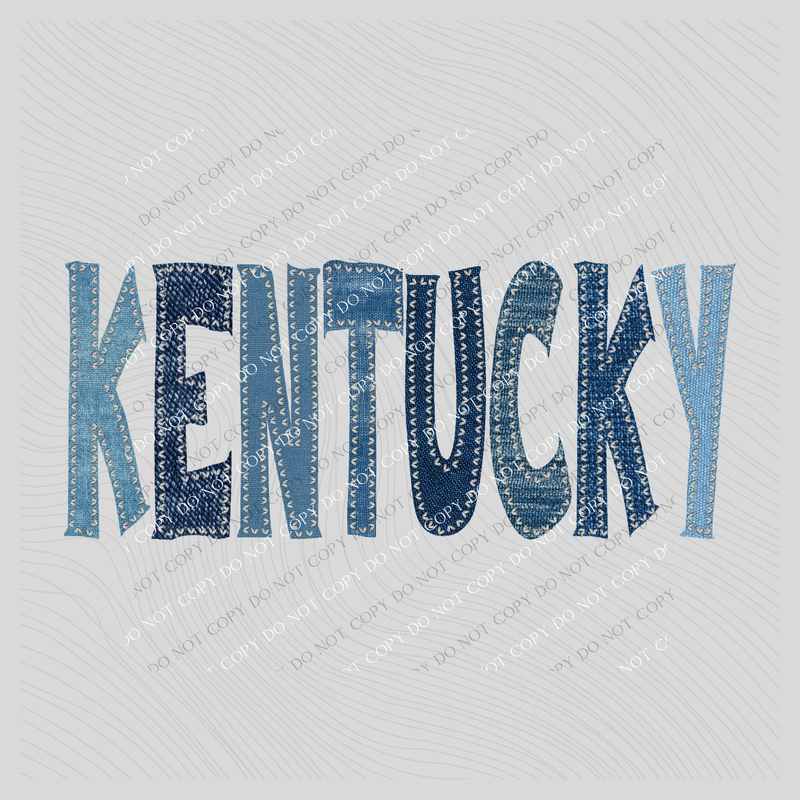Kentucky Denim Patch Stitched Digital Design, PNG