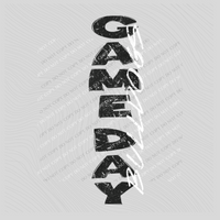 Game Day Bulldogs Vertical Distressed in Black & White Digital Design, PNG