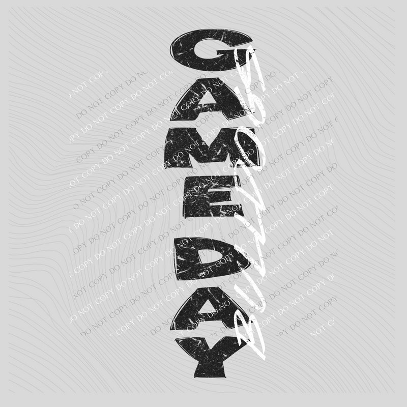 Game Day Bulldogs Vertical Distressed in Black & White Digital Design, PNG