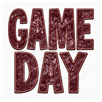 Game Day Faux Embroidery Sequin in Maroon Digital Design, PNG