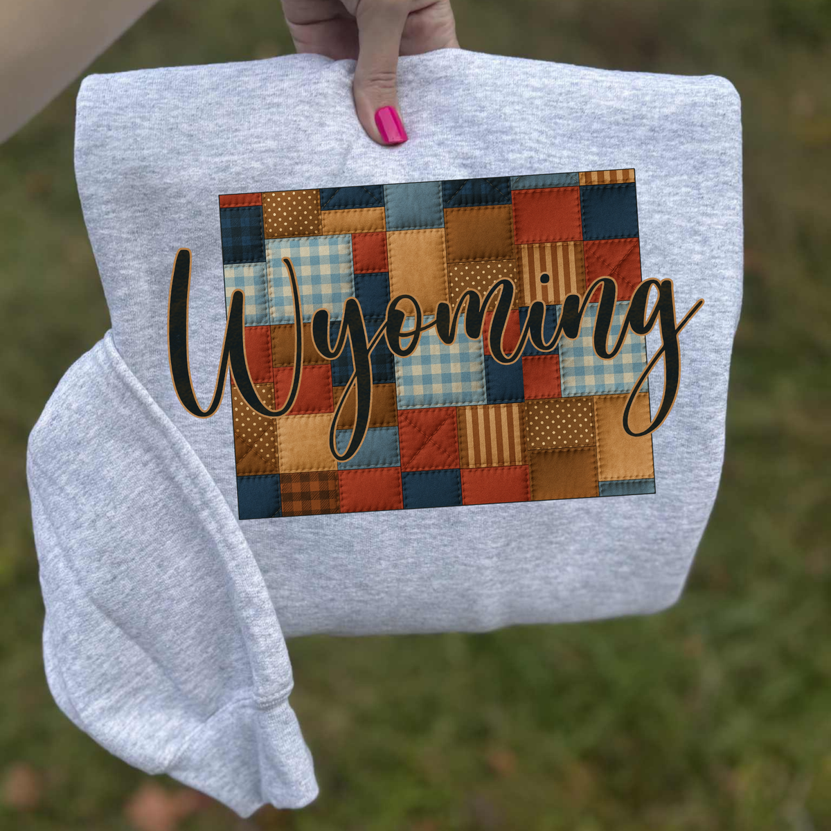 Wyoming Quilted Script State Digital Design, PNG