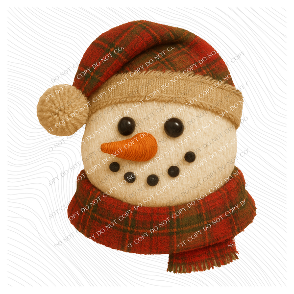 Snowman Plaid Knit Digital Download, PNG