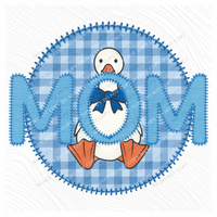 Mom Goose Faux Embroidery Stitch Gingham Texture Circle Blue Digital Design, PNG