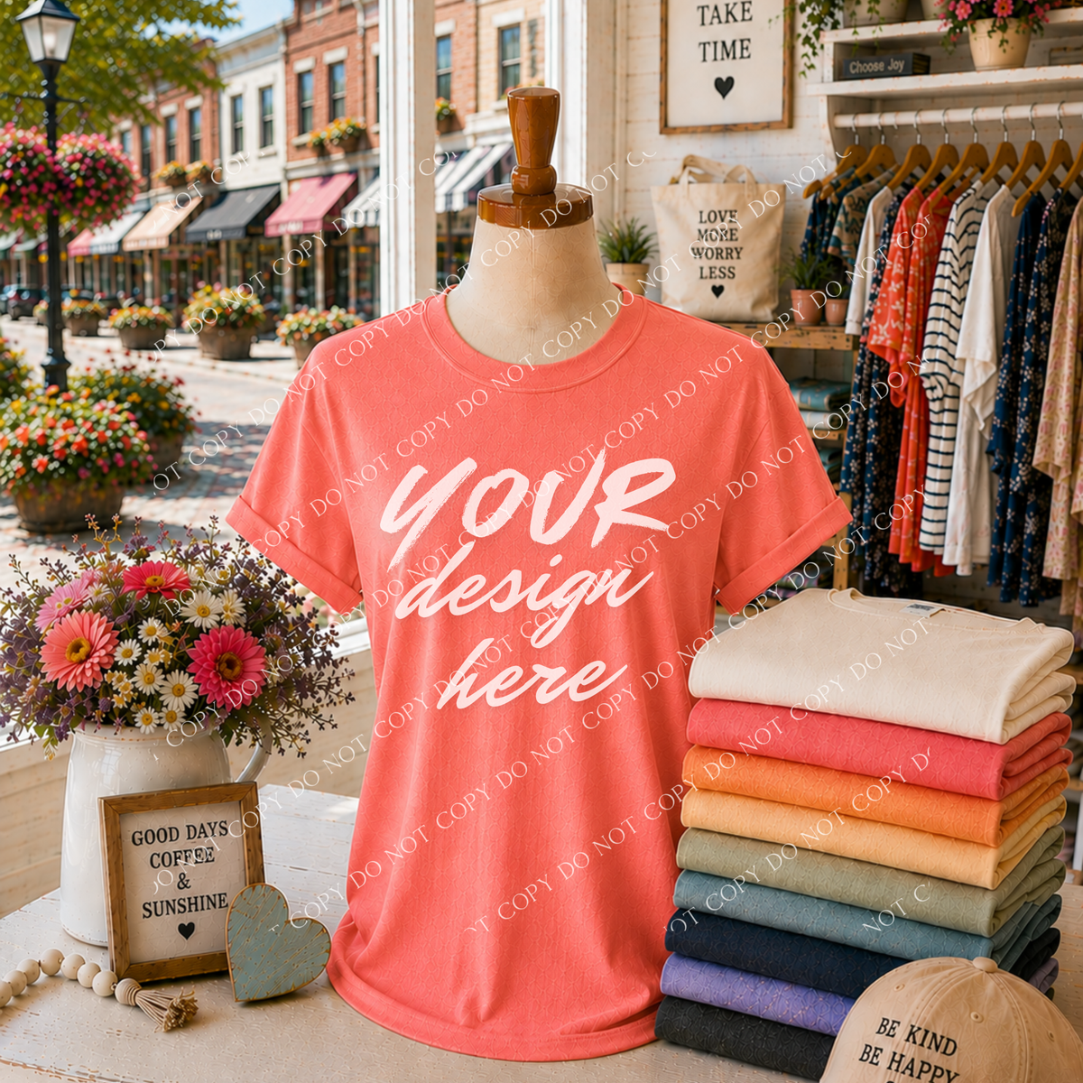 Blank Everyday Boutique Mockup, Comfort Colors 1717 Bright Salmon