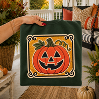 Jack o lantern Halloween Chenille Patch Digital Design, PNG