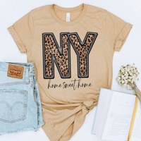 NY New York Faux Embroidery Leopard Sequin with separate Home Sweet Home Script in Black,  Digital Design, PNG