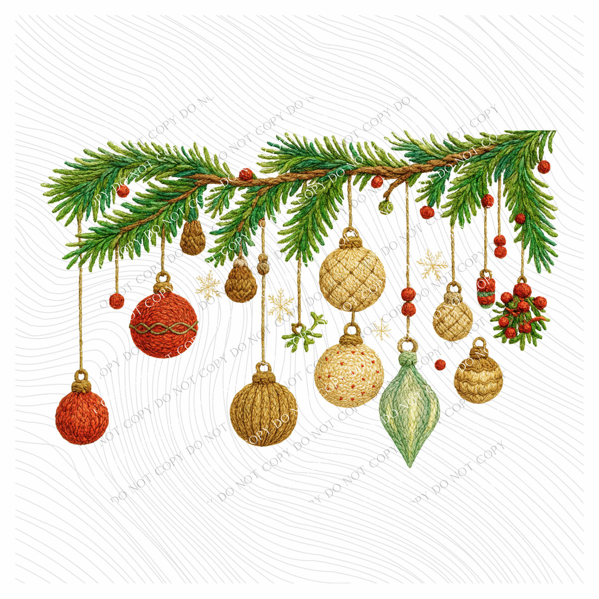 Ornament Garland Knitted Digital Download, PNG