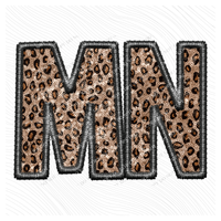 MN Minnesota Embroidery Leopard Sequin with separate Home Sweet Home Script in Black,  Digital Design, PNG