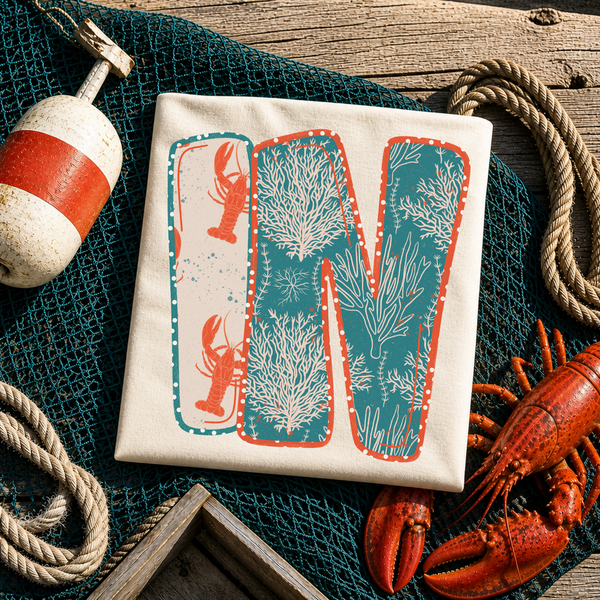 IN Indiana  Lobster Coral Reef Polka Dot Outline Digital Design, PNG