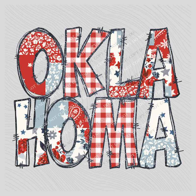 Oklahoma Doodle Patch & Glitter Digital Design, PNG