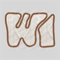 Wisconsin WI Sweater Patch in Cream & Brown Digital Design, PNG