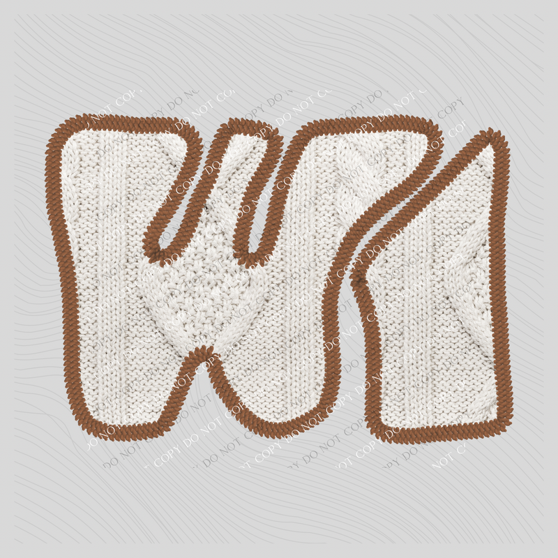 Wisconsin WI Sweater Patch in Cream & Brown Digital Design, PNG