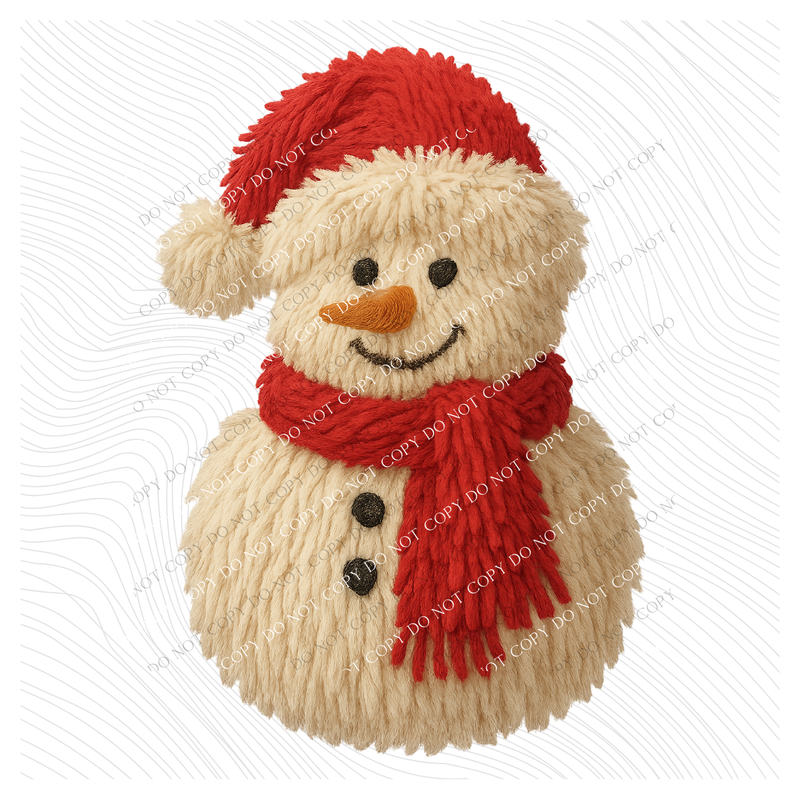Snowman in 3D Yarn Style Digital Download, PNG
