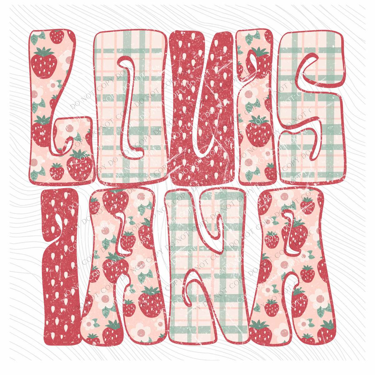 Louisiana Groovy Strawberry Patch Distressed Digital Design, PNG