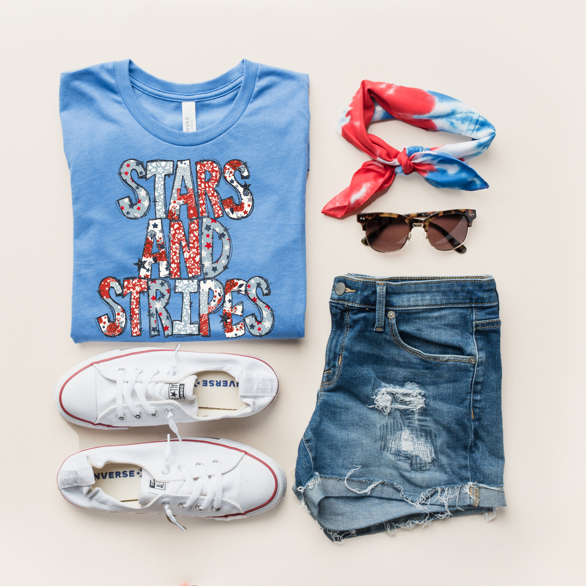 Stars and Stripes Doodle Patch & Glitter Digital Design, PNG