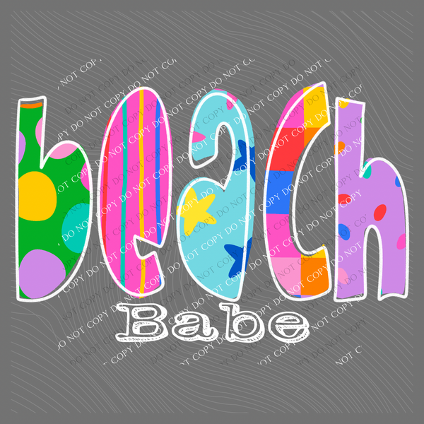 Beach Babe Color Pop Doodle Digital Design, PNG