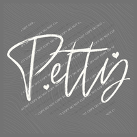 Petty Sketched Script Hearts in Off-white Digital Design, PNG